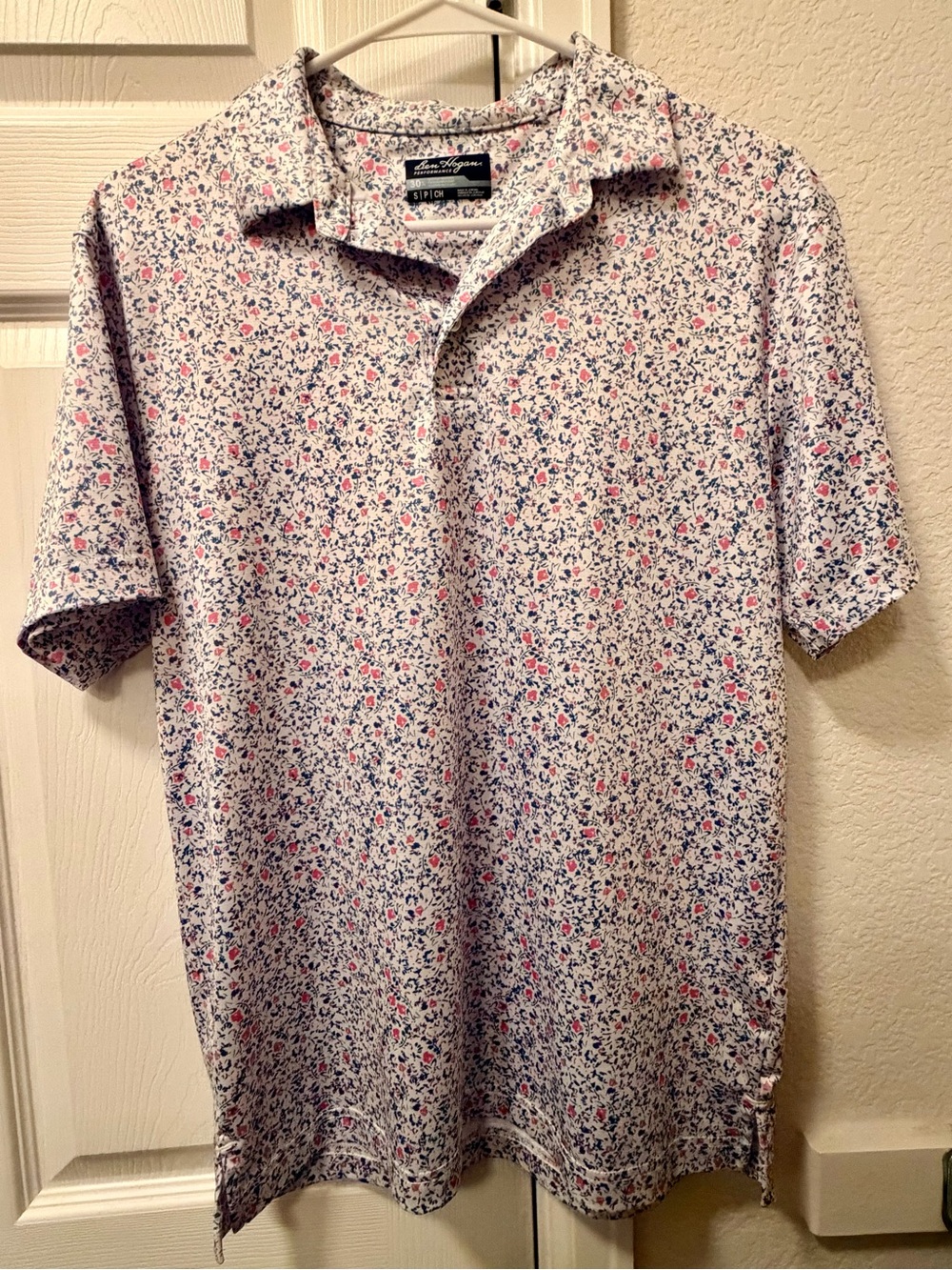 Men’s  White Floral Polo Shirt